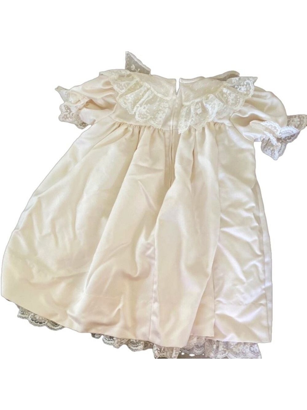 C. I. Castro & Co Dress Lined Lace Trim Round Collar Puffed Sleeves Cream Sz 3T - Picture 2 of 5